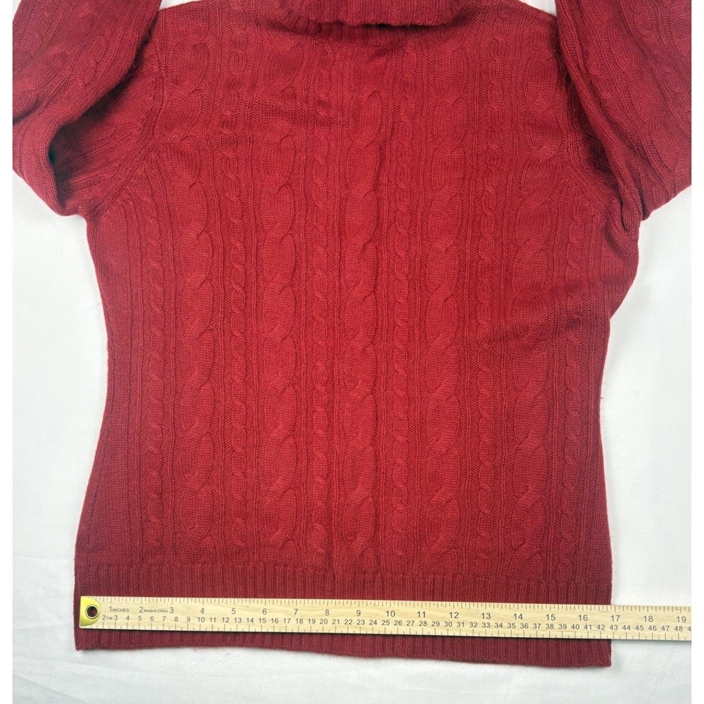 Keira 2ply 100% Cashmere Cable Knit Pullover Turtleneck Red, Women's Small - Picture 5 of 13